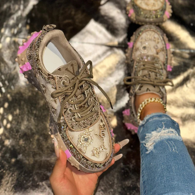 ShineStep Urban Rhinestone Platform Sneakers