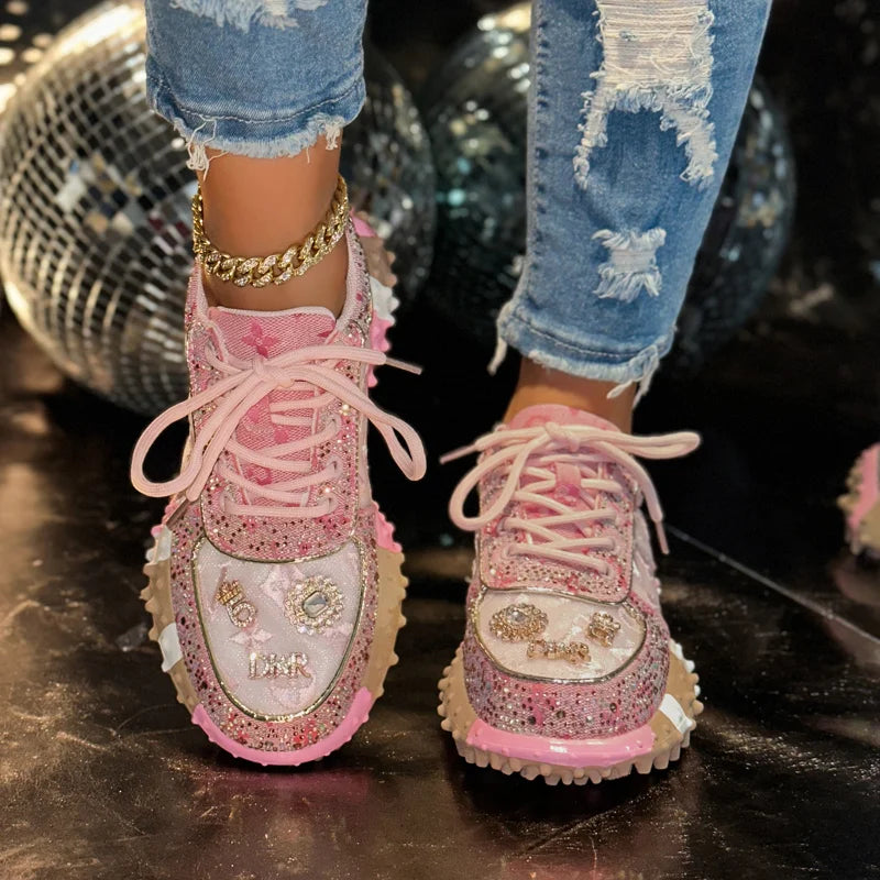 ShineStep Urban Rhinestone Platform Sneakers